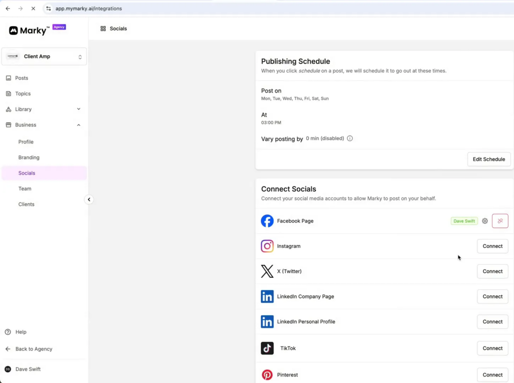 Darstellung Connect zu Social Media Kanälen