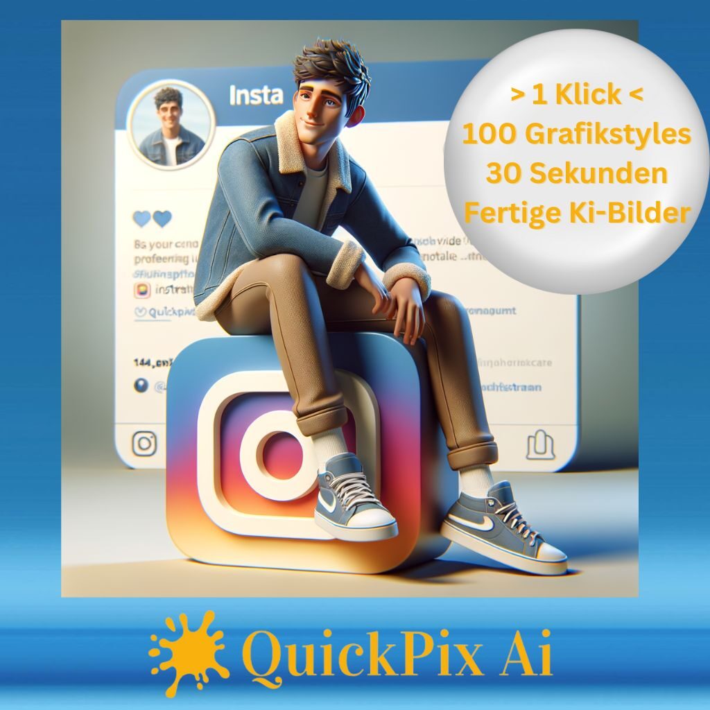 QuickPix AI Startbild mit Features